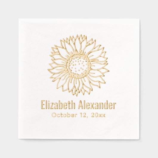 Fleur de tournesol simple et élégante #4 Nom Date (Recto)