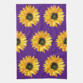 Fleur de tournesol sur serviette de cuisine violet (Vertical)