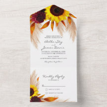 Fleur de tournesol tout en un mariage Invitations