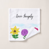 Fleur de tournesol violet Fleur rose (Gant de toilette)