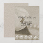 Fleur de Tulipe Blanche et Perles Carte de Pré-rés (Devant / Derrière)