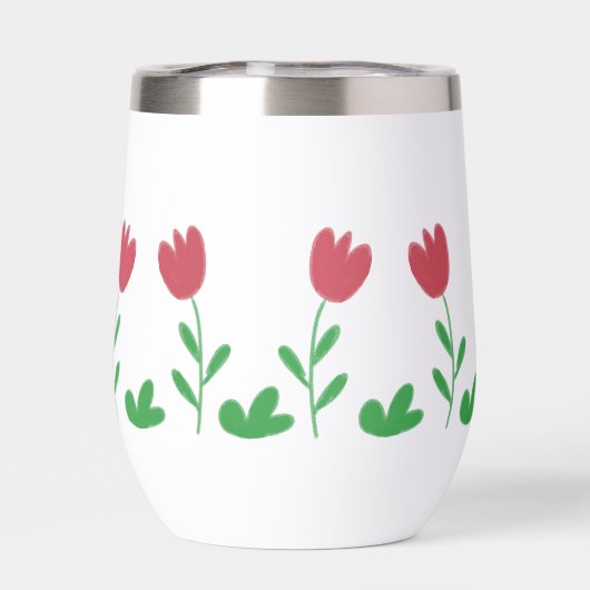 Fleur de tulipe rouge Crayon et broussailles verte (Arrière)