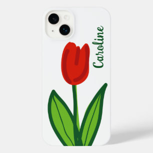 Fleur de tulipe rouge mignonne personnalisée iPhon