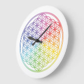 Fleur de vie - arc-en-ciel - horloge murale (Angle)