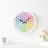 Fleur de vie - arc-en-ciel - horloge murale (Maison)