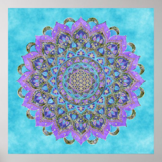 Fleur De Vie - Mandala India Style 1 Poster (Devant)