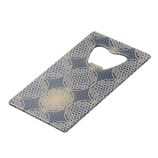Fleur de vie - motif de timbre - sable bleu (Devant Angle)