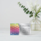 Fleur de vie Nature Carte de visite Argent (Debout devant)