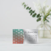 Fleur de vie Nature Carte de visite Argent (Debout devant)