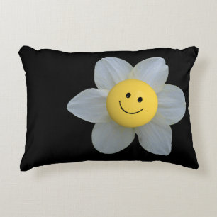Fleur de visage sur Coussin d'accentuation noir