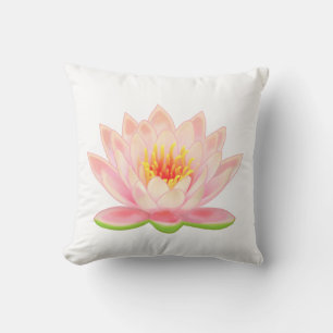 Fleur d'eau rose sur un coussin jeté blanc