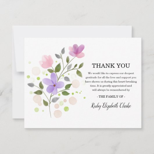 Fleur délicate Carte de remerciements funéraire (Devant)
