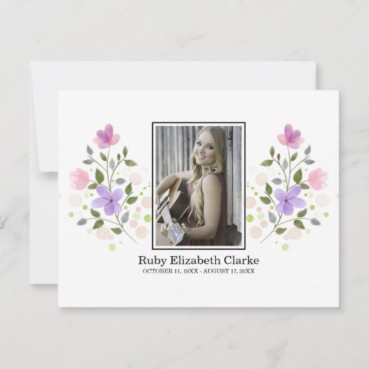 Fleur délicate Carte de remerciements funéraire (Dos)
