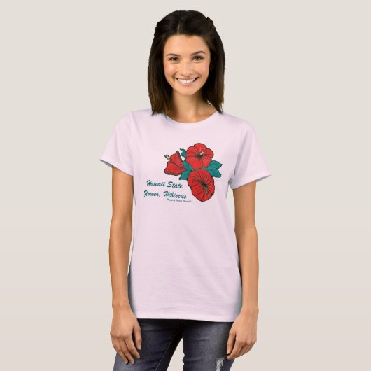 Fleur d'état d'Hawaï, T-shirt de ketmie (Devant entier)