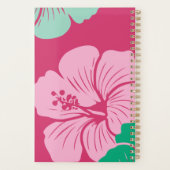 Fleur d'Hibiscus Rose Chaud avec Feuilles Vertes (Dos)