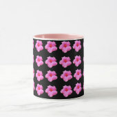 Fleur D'Hibiscus Rose Et Noir, Mug De Café Combo (Centre)