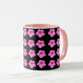 Fleur D'Hibiscus Rose Et Noir, Mug De Café Combo (Devant droit)
