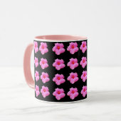 Fleur D'Hibiscus Rose Et Noir, Mug De Café Combo (Devant gauche)