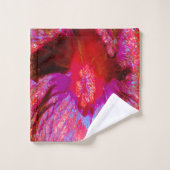 Fleur d'Hibiscus rouge rétro Trippy psychédélique (Gant de toilette)