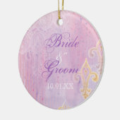 Fleur di Lys Damask 2 Blauw - Ornament (Links)