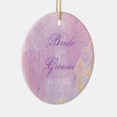 Fleur di Lys Damask 2 Bleu - Ornement Mariage (Droite)