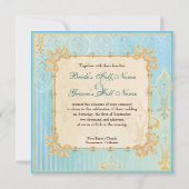 Fleur di Lys Damask 2 Blue - Faire-part de mariage (Dos)