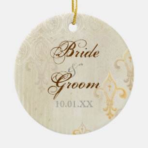 Fleur di Lys Damask 2 Cream - Ornament