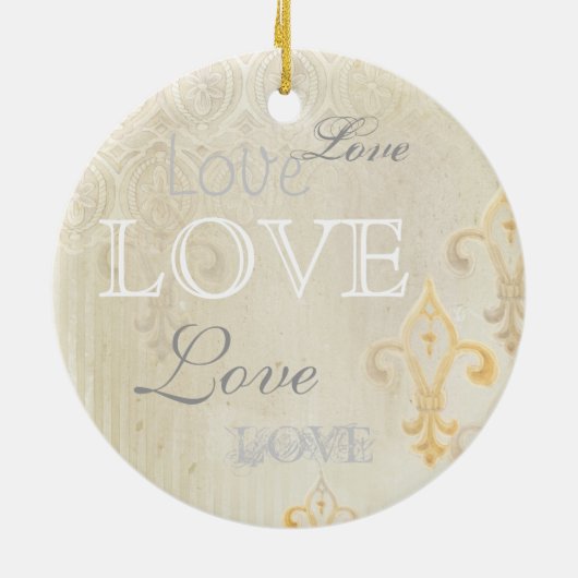 Fleur di Lys Damask 2 Crème - Ornement Mariage (Dos)