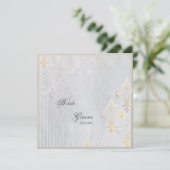 Fleur di Lys Damask 2 Gray Wedding Invitation Kaart (Staand voorkant)