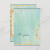 Fleur di Lys Damask 2 - Huwelijksreactiekaart Informatiekaartje (Voorkant / Achterkant)