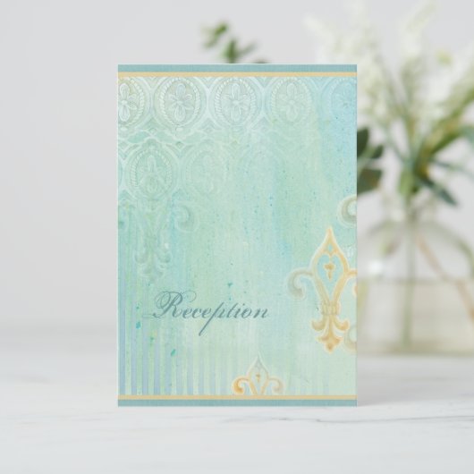 Fleur di Lys Damask 2 - Huwelijksreactiekaart Informatiekaartje (Staand voorkant)