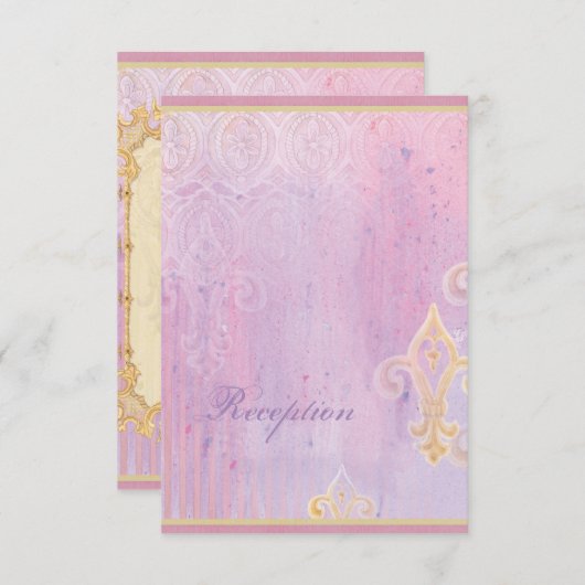 Fleur di Lys Damask 2 - Huwelijksreactiekaart RSVP Kaartje (Voorkant / Achterkant)