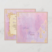 Fleur di Lys Damask 2 Lila Lavender Invitation Kaart (Voorkant / Achterkant)