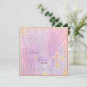 Fleur di Lys Damask 2 Lila Lavender Invitation Kaart (Staand voorkant)