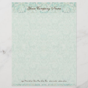 Fleur di Lys Damask Aqua Stationery Persoonlijk Briefhoofd