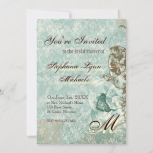 Fleur di Lys Damask - Bridal Shower Invitation Kaart