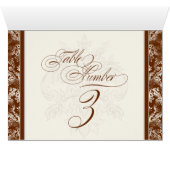 Fleur di Lys Damask - Brown 3 Cartes Numéro de Tab (Intérieur Horizontal (Bas))