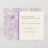 Fleur di Lys Damask - Carte de réponse Lilac (Devant / Derrière)