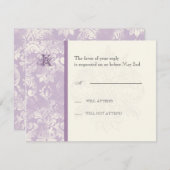 Fleur di Lys Damask - Carte de réponse Lilac (Devant / Derrière)