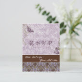 Fleur di Lys Damask - Carte de réponse RSVP violet (Debout devant)