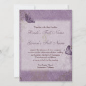 Fleur di Lys Damask - Dk Paars Wedding Invitation Kaart (Achterkant)