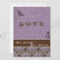 Fleur di Lys Damask - Dk Paars Wedding Invitation