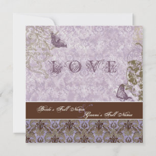 Fleur di Lys Damask - Faire-part de mariage violet