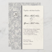 Fleur di Lys Damask - Grijze bruiloft uitnodiging (Voorkant / Achterkant)