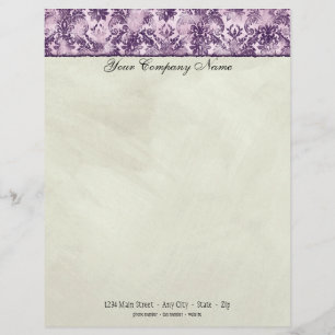 Fleur di Lys Damask Lila Stationery Briefhoofd Ontwerp