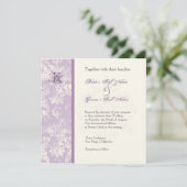 Fleur di Lys Damask - Lilac Faire-part de mariage (Debout devant)