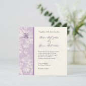 Fleur di Lys Damask - Lilac Faire-part de mariage (Debout devant)