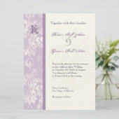 Fleur di Lys Damask - Lilac Faire-part de mariage (Debout devant)
