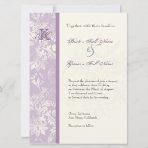 Fleur di Lys Damask - Lilac Faire-part de mariage