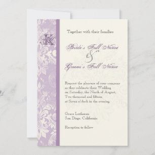 Fleur di Lys Damask - Lilac Faire-part de mariage